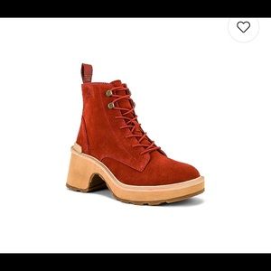 Brand new sorel hi line lace up in red suede